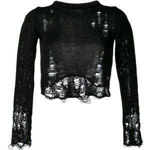 SONG FOR THE MUTE F/W 2017 "MOTH" Distressed Cropped Sweater